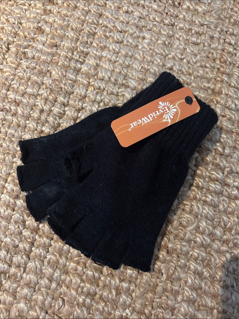Black Fingerless Knit Gloves - Women